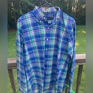 Ralph Lauren Classic Fit Men's Medium Casual Button Shirt Plaid Pony Long Sleeve
